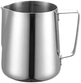 Milk Frother Cup Stainless Steel 350/600/1000ml Milk Creamer Frothing Pitcher with Scale Stainless Steel Espresso Cups Latte Cup Frother Coffee Accessories(1000ML With Scale) by Unknown