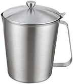 Milk Measuring Frothing Pitcher Jug Cup with Lid Stainless Steel Coffee Espresso Steaming Pitchers Cup Chocolate Candy Butter Cheese Melting 700ml(Size:10.5 * 8.8 * 14cm) (As Shown 9 * 7.5 * 13cm) by Unknown