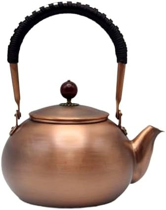 40.6oz Copper Tea Kettle for Stovetop Safe, Chinese Style Non-Coating Pure Copper Teapot with Tea Ball for Loose Tea, Handmade Solid Tea Pot with Non Slip Handle(1200ml) by SECHUDO