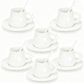 8oz Latte Cups with Saucers & Spoons, Ceramic Coffee Cups Set of 6 by Ulable
