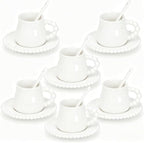 8oz Latte Cups with Saucers & Spoons, Ceramic Coffee Cups Set of 6 by Ulable