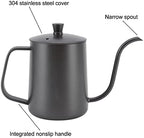 Rengue Gooseneck Pour Over Coffee Kettle 20oz Stainless Steel Tea Kettle with Precision Control for Home Brewing Stovetop Safe Small Water One Person (600ml PTFE Black) - Image 2