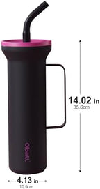 OBALL Black Tumbler with Handle, Swig Tumbler with Silicone Soft Straw, 34 oz Tumbler With Handle, Metal Water Bottle Leak-Proof and Cup Holder Friendly, BPA-Free - Image 2