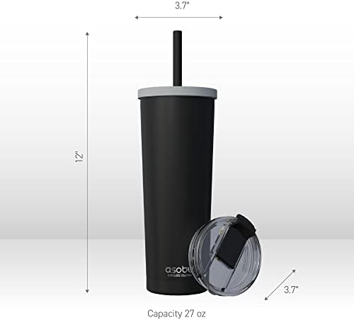 asobu Ocean Stainless Steel Tumbler with Flexible Straw Lid | Insulated Water Bottle for Ice Coffee, Cold Brew | Flip Open Lid for Hot Tea and Coffee | Reusable Travel Cup 27 Ounce (Mint) - Image 5