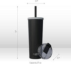 asobu Ocean Stainless Steel Tumbler with Flexible Straw Lid | Insulated Water Bottle for Ice Coffee, Cold Brew | Flip Open Lid for Hot Tea and Coffee | Reusable Travel Cup 27 Ounce (Black) - Image 5