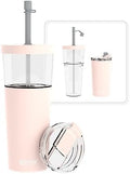 asobu ClearInsulation Straw Tumbler Marina a Tritan 28 oz Tumbler with 17 Oz Stainless Steel Insulated Sleeve for Hot Drinks, Flexi Straw Spill Proof Lid and a Flip Open Lid (Pink) by Asobu