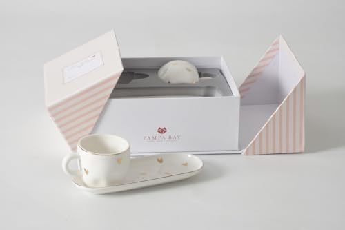 Pampa Bay Heart To Heart Set of 2 Espresso Cups & Saucers by PampaBay