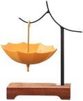 Umbrella Ceramic Tea Strainer with Wooden Stand, Plant Ash Glaze, Fine Mesh for Loose Leaf Coffee, Brown(Yellow) by Unknown
