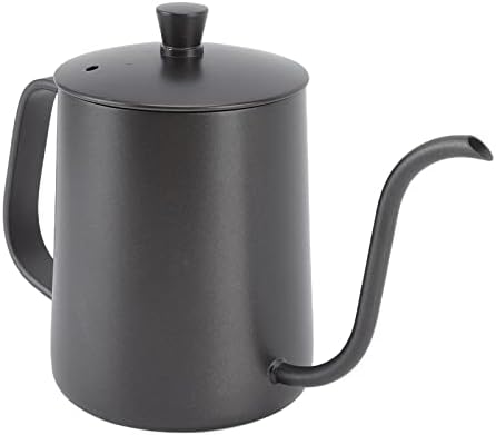 Rengue Gooseneck Pour Over Coffee Kettle 20oz Stainless Steel Tea Kettle with Precision Control for Home Brewing Stovetop Safe Small Water One Person (600ml PTFE Black) by Rengue