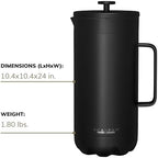 Scanpan TO GO French Press Coffee Maker 1.0L (Black) + 4 Vacuum Cups 250 mL (Black) - 18/8 Food Grade Stainless Steel - Scratch-Free Coating - Dishwasher Safe - Image 3