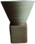 Ceramic Pedestal Coffee Cup, 7 Oz Flared Mug with Square Holder, 25 Colors (Sage Ribbed) by Unknown