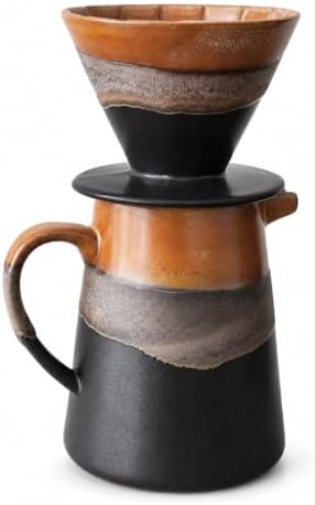 Handmade Ceramic Pour Over Coffee Dripper Set, Black by Unknown