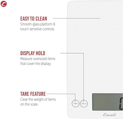 Escali Arti Digital Food Scale, Multi-Functional Kitchen Appliance, Precise Weight Measuring and Portion Control, Baking and Cooking Made Simple, Tempered Glass, Frost White - Image 2
