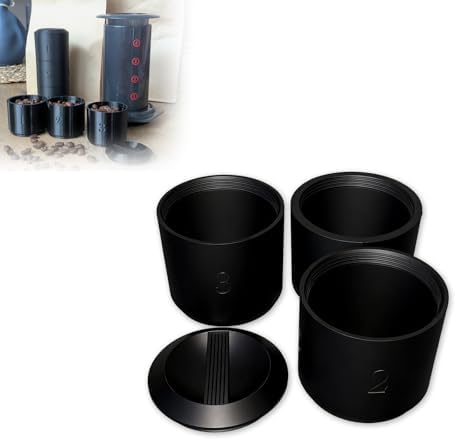 3 x 16g coffee bean tins, 48g Storage Set Compatible with Aeropress Coffee Maker, Stackable Travel Case Inserts, Internal Screw-In Design Portable Coffee Organizer Accessory by Unknown