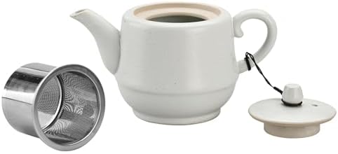Rural Style Ceramic Teapot with Stainless Steel Infuser 16 OZ White by NCQIXIAO