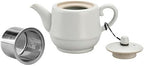 Rural Style Ceramic Teapot with Stainless Steel Infuser 16 OZ White by NCQIXIAO