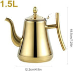 Premium Gooseneck Stainless Steel Tea Kettle - 1L Capacity for Perfect Pour Over Coffee & Tea, Ideal for Home, Office & Camping(Gold,1.6 Quart) - Image 3