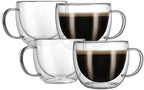 CNGLASS 8oz Double Wall Glass Coffee Mugs,Clear Insulated Espresso Glass Mugs with Handle for Latte,Cappuccino,Coffee,Set of 4 by CNGLASS