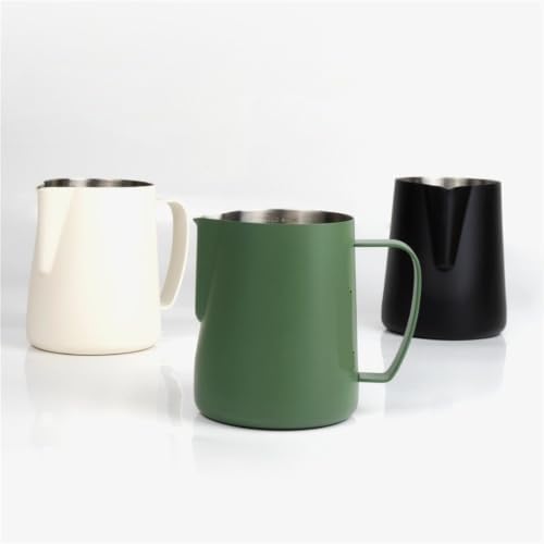 Milk Frother Cup Stainless Steel Pointed Mouth Coffee Latte Art Cup 400ml/600ml Stainless Steel Big Belly Double Scale Milk Pitcher Tool(600ml,Black) - Image 3