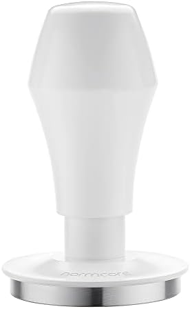 Normcore 51mm Espresso Coffee Tamper V4, Spring Loaded Tamper With Stainless Steel Flat Base, 15lb / 25lb / 30lbs Replacement Springs, Anodized Aluminum Stand, Non-stick coating White by NORMCORECOFFEETOOLS