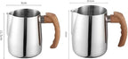 2pcs Stainless Steel Milk Frothing Pitcher Set with Wooden Handle - Precision Scale Latte Art Coffee Mugs (White) - Image 7