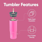 Owala Tumbler Stainless Steel Water Bottle 24 oz Watermelon Breeze - Image 2