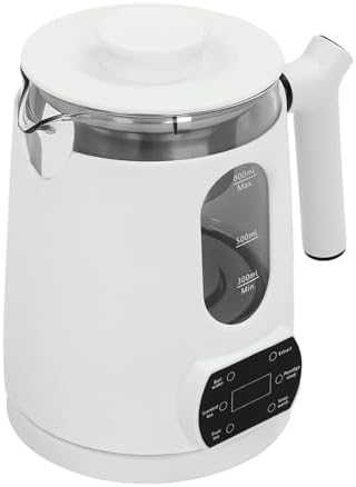 Modern Small Electric Kettle 27Oz with Stainless Steel Tea Steamer Mesh, Stainless Steel Fast Heating Temperature Control Electric Teapot 110V, Water Boiler & Heater Machine for Home Shop (White) - Image 7