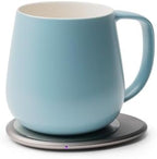 OHOM Ui+ Self-Heating Mug Set – Moonmist Blue | 18 fl oz / 532 mL Ceramic Coffee & Tea Mug with Heating Pad by OHOM
