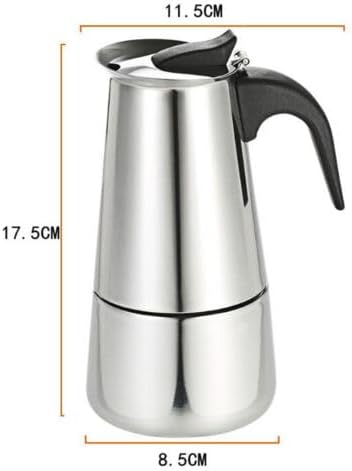 Espresso Coffer Maker Stainless Steel Moka Coffee Pot With Electric Stove Stovetop Expresso Percolator Easy To Clean Italian Cooker Induction Portable Cafeteria Classic Cafe Silver (4 cup) - Image 2