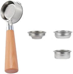 58mm Bottomless Portafilter，Compatible For Gaggia，Baby Classic With 1/2/4 Cup Basket Espresso Machine Barista Accessory(Beech Wood) by Unknown