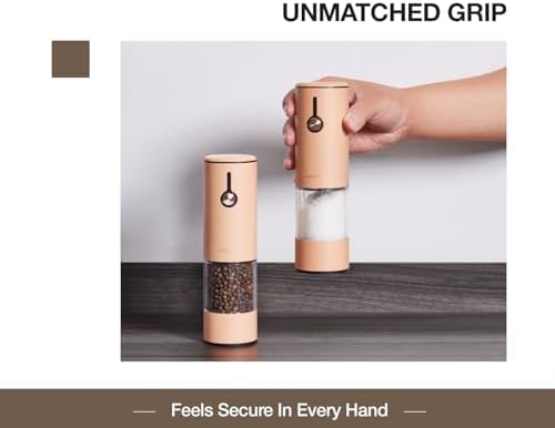 Electric Pepper Grinder and Salt Mill Set - Large Capacity USB Rechargeable Automatic Grinder with Dual LED Lights, One-Handed Operation & Slide Cover - Brushed Stainless Steel - Image 4
