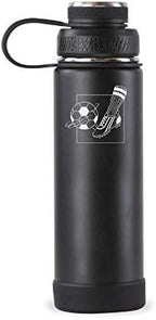 Personalized Vacuum Triple Insulated Sport Water Bottle Thermos -Stainless Steel Triple Wall Thermos with Lid & Strainer | Custom Engraved 44 Options | Warm & Cold Drink Use 20 oz (Black-Custom) by PRINTSUPREMACY