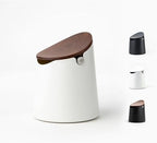 CREMA Arc Knock Box, White Base & Walnut Lid by CremaCoffeeProducts