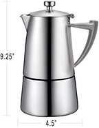 CUISINOX Roma Satin Stainless Steel Moka Pot Stovetop Espresso Maker, 10-Cup - Image 2