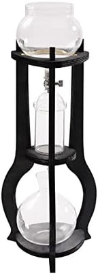 Iced Coffee Cold Brew Drip Tower Coffee Maker, Wooden Ice Coffee Machine, Stainless Steel and Borosilicate Glass, Long Neck Sharing Pot, with Measuring Spoon (Grey) - Image 2