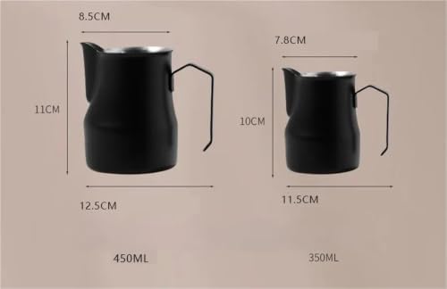 Milk Frother Cup Stainless Steel 304 Stainless Steel Milk Frothing Pitcher 350ml 450ml With Scale Espresso Latte Barista Tool Coffee Shop Home Use(Black-450ml) - Image 2