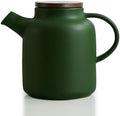 Yundu 1500ml / 50 oz Ceramic Teapot with Infuser & Wood Lid - Matte Green, Loose Leaf Tea Pot with Removable Strainer, Large Capacity by YunduHome