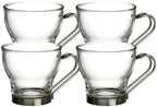 Bormioli Rocco Oslo Espresso Glass Cups 4 Set 3.75 Oz | Tempered Glass, Ergonomic Stainless Steel Handles, Dishwasher Safe, For Espresso, Coffee, Tea by Bormioli+Rocco