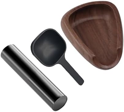 Wooden Coffee Bean Dosing Cup With Spray Bottle And Measuring Spoon Set, Multifunctional Weigh Tray(Black Walnut Wood) by Unknown