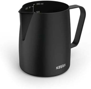 Xavax Milk Jug, 350 ml (Stainless Steel Milk Jug, Milk Jug for Frothing Milk, Milk Jug, Pitcher, Barista Accessories, Coffee Accessories, Milk Foam Jug, Barista Milk Jug) Matte Black by Xavax