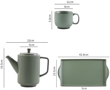 Water Pitcher Tea Cup Kettle Set Cup Home Living Room Ceramic Water Cup Coffee Cup Set Cup Water Cup Water Jug(Green) - Image 2