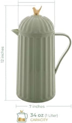 WOLFF - Bird Thermal Coffee Carafe - Hot or Cold Drinks, Plastic Exterior and Glass Insulation Lining Flask Coffee Dispenser, Thermal Bottle for Beverages, Tea and Water Pitcher- Mint Green, 34floz/1L - Image 3