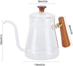 Pour Over Kettle, Gooseneck Coffee Kettle, 600ml High Borosilicate Glass Teapot with Round Wood Handle, Stable Effluent for Full Flavor Extraction - Image 7