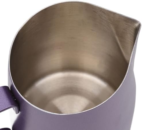 Stainless Steel Milk Frother Cup, Purple Latte Art Pitcher, Rustproof Coffee Jug for Coffee Shop, Easy-Grip Design with Drip-Free Spout (450ML) - Image 5