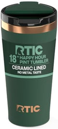 RTIC 18oz Pint Tumbler with Lid, Ceramic Lined, Dark Pine by RTIC