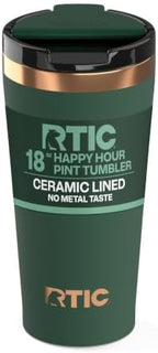 RTIC 18oz Pint Tumbler with Lid, Ceramic Lined, Dark Pine by RTIC