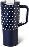 BrüMate Müv - 25oz 100% Leak Proof Insulated Coffee Mug with Handle & Lid - Stainless Steel Coffee Travel Mug - Double Walled Coffee Cup (Navy Polka Dots) by Br%C3%BCMate
