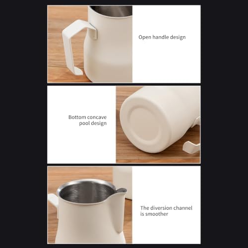 Stainless Steel Latte Art Milk Frothing Pitcher, Pour Spout and Open Handle for Home Espresso and Cafe Counter - Image 4