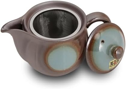 Japanese Banko Ware Teapot with Removable Stainless Steel Strainer - Versatile Pot for Tea, Coffee, and More - Lightweight, Heat-Resistant with Superior Heat Retention (Blue) - Image 7