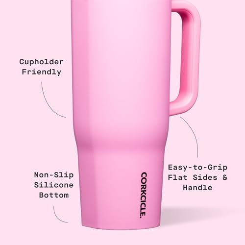 Corkcicle Cruiser Tumbler with Handle & Straw, 40 oz, Sun-Soaked Pink - Image 4